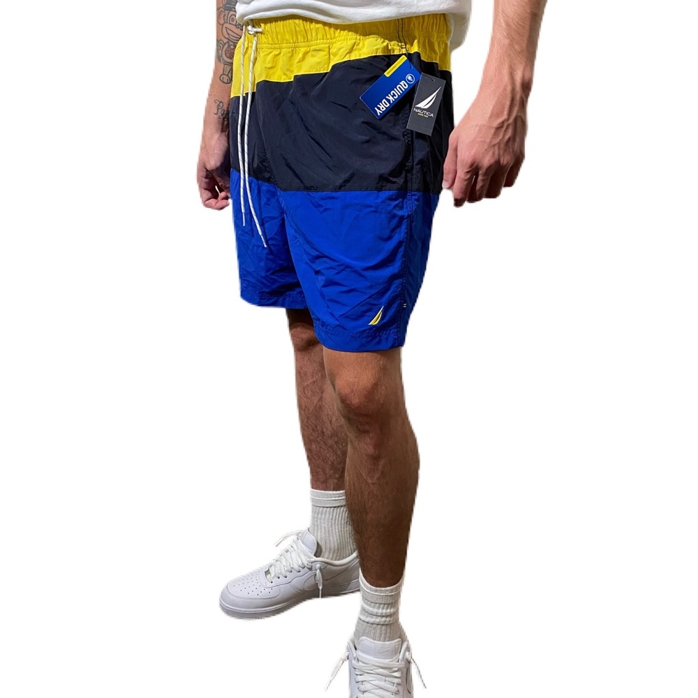 Nautica Blue and Yellow Tricolor Board Shorts